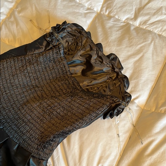 Dark silver strapless dress with roses - Picture 3 of 3